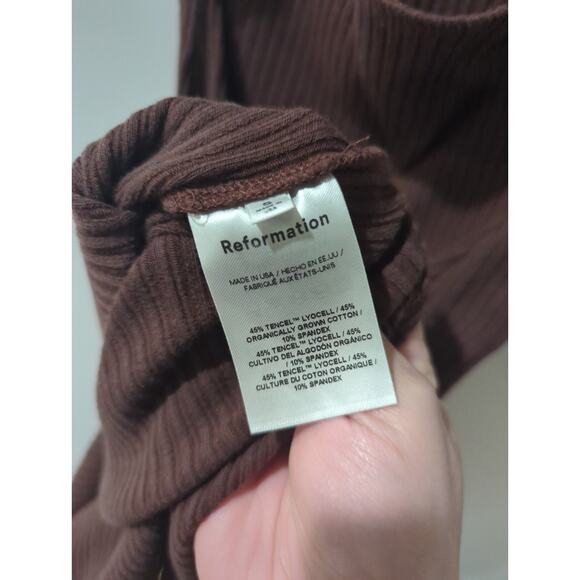 Reformation Brown Ribbed Knit Cut Out Midi Dress - Picture 4 of 5